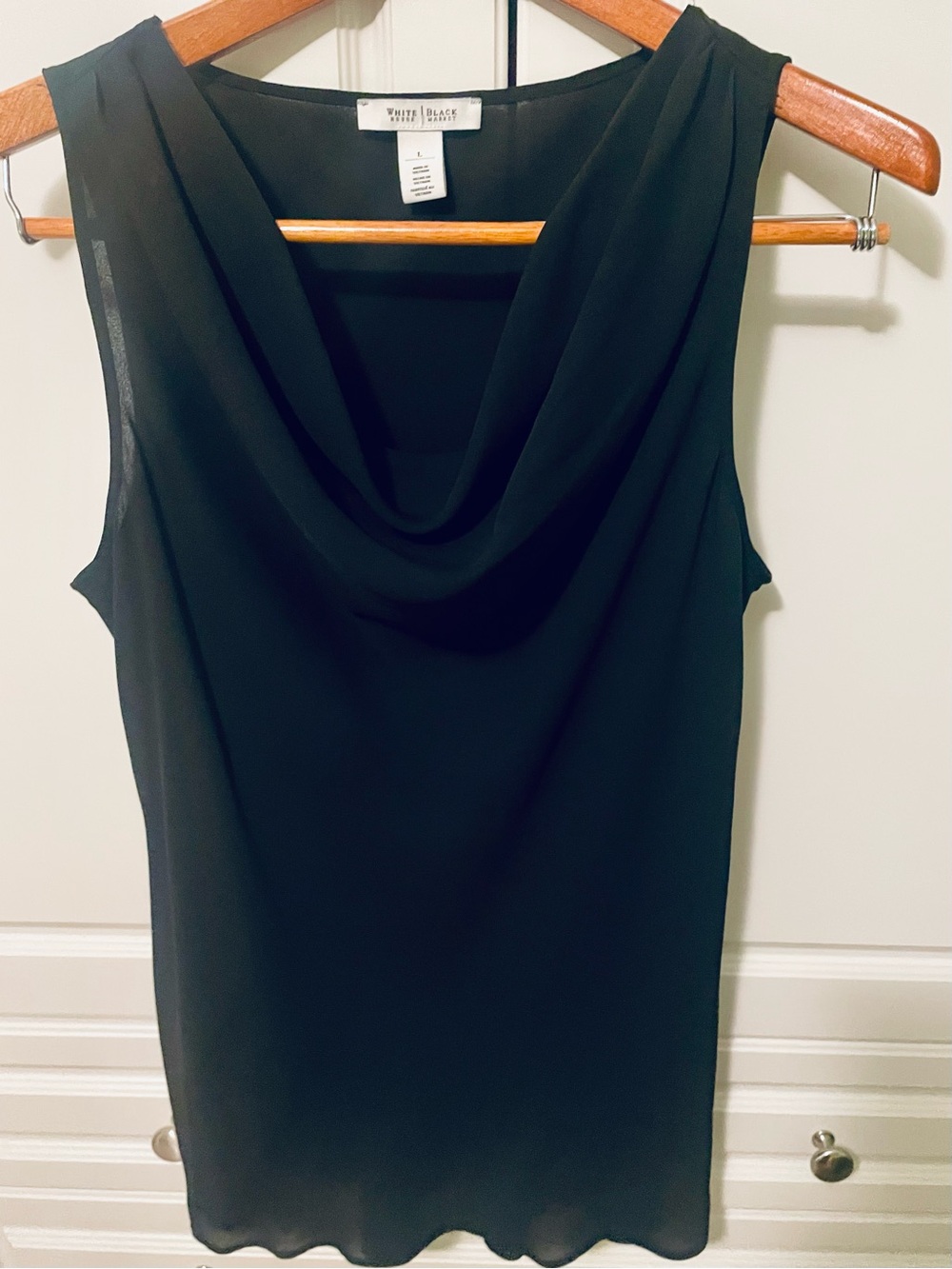 WHBM Sheer Black Cowl-neck Tank Top